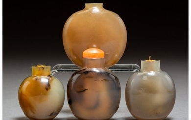 78019: A Group of Four Chinese Hardstone Snuff Bottles