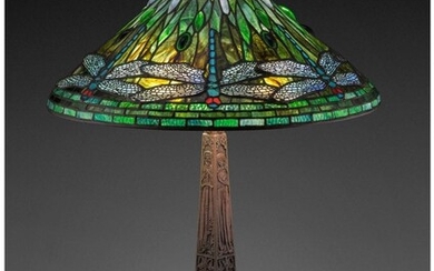 79019: Tiffany Studios Leaded Glass and Patinated Bronz