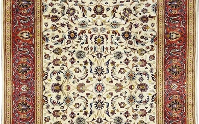 8 x 10 IVORY RED Hand-knotted Persian Tabriz Rug