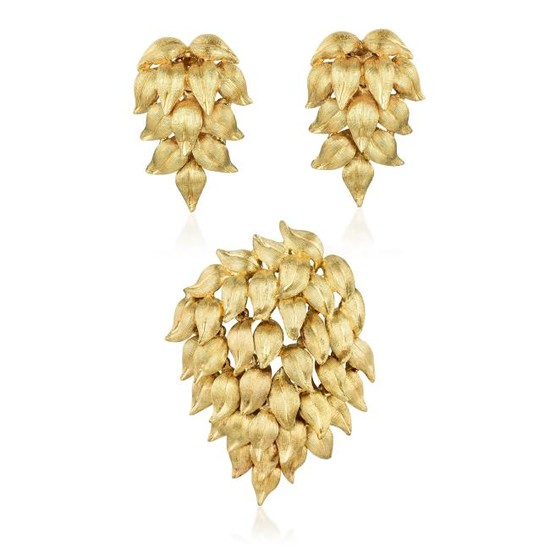 Cellino 18K Gold Earring and Brooch/Pendant Set