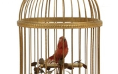 FRENCH MECHANICAL BIRDCAGE METAL FEATHERS MUSIC BOX 11 DIA