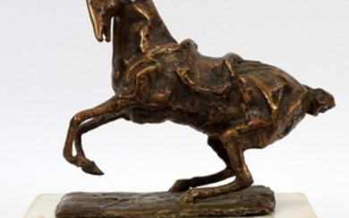 STYLE OF KAIKO MOTI INDIAN 20TH C. BRONZE HORSE SCULPTURE 11.5 10.5