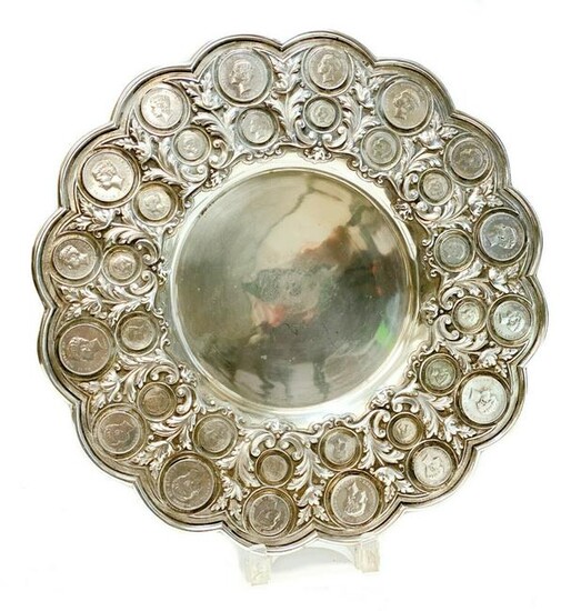 833 Porto Silver Coin Mounted Tray Charger