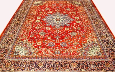 9 x 13 Coral Orange Red Semi Antique Persian Sarouk Rug PERFECT QUALITY