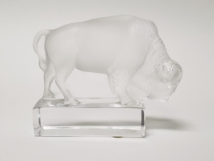 Lalique Crystal Figure of a Buffalo