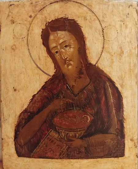 Antique Circa 1700 Russian icon of John the Baptist