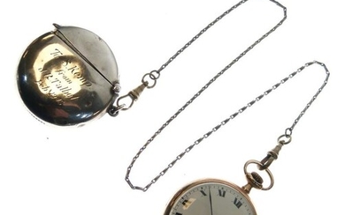9ct gold open-face pocket watch, white Roman dial with...
