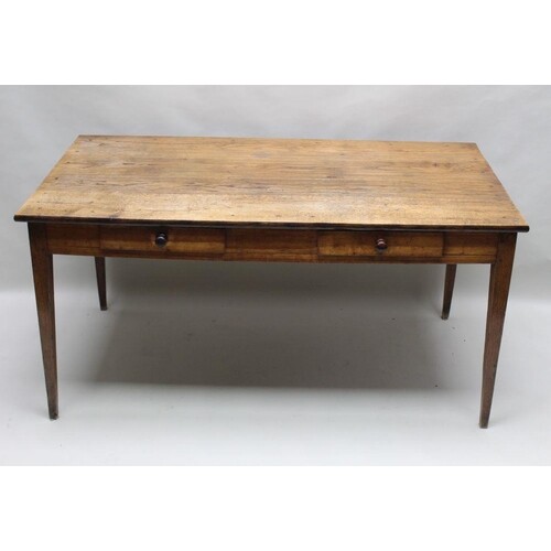 A 19TH CENTURY PROBABLE FRENCH OAK RECTANGULAR PLANK TOPPED ...