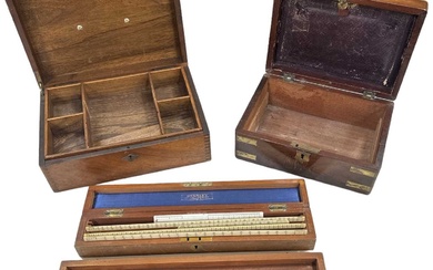 A 19th century mahogany and brass bound box with hinged...
