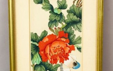 A 20TH CENTURY CHINESE WATERCOLOUR ON SILK PICTURE OF