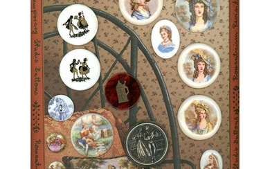 A CARD OF ASSORTED MATERIAL FIGURAL BUTTONS