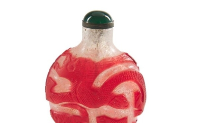 A CHINESE BEIJING GLASS RED OVERLAY SNUFF BOTTLE QING DYNASTY (1644-1912), 19TH CENTURY The De Voogd Collection