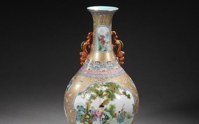 A CHINESE FAMILLE ROSE FIGURAL STORY VASE