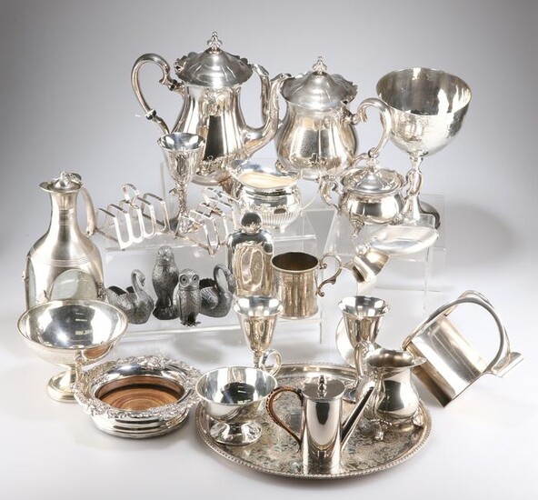A COLLECTION OF SILVER-PLATE, including large