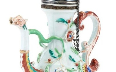 A Chinese Molded and Enameled Porcelain Ewer