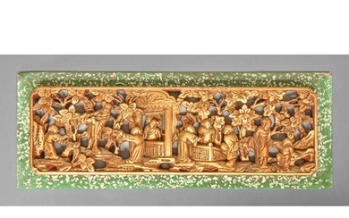 A Chinese carved and pierced gilt lacquered wood relief, 20t...