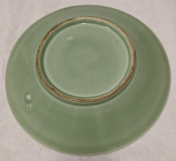 A Chinese green celadon glazed charger, D.36.5cm