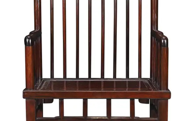 A Chinese rosewood high back armchair, meiguiyi, Qing dynasty, 19th century With...