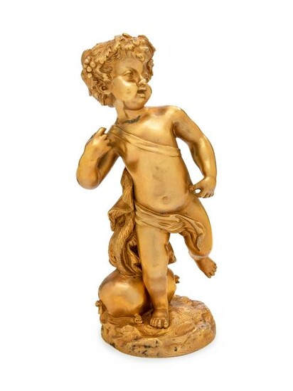 A Continental Gilt Bronze Figure of a Bacchic Putto