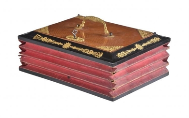 A Continental satin birch, ebonised, and gilt metal mounted stationery box