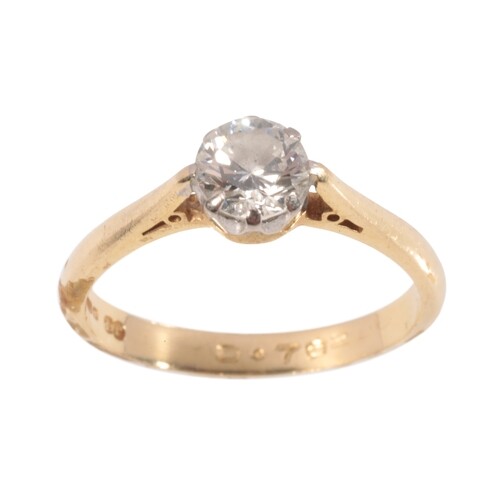 A DIAMOND SOLITAIRE RING the brilliant-cut diamond c. 0.75ct...