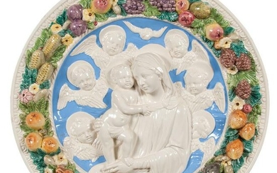 A Della Robbia Madonna and Child Ceramic Roundel