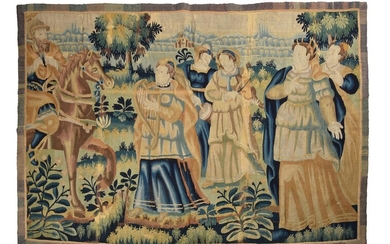 A FLEMISH TAPESTRY FRAGMENT DEPICTING MUSICIANS, LATE 17TH CENTURY