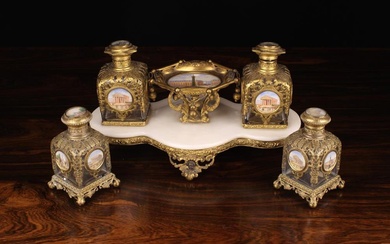 A Fabulous 19th Century French Palais Royale 'Ground Tour' Dressing Table Set comprising of a small