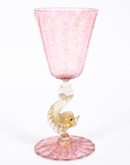 A Facon-de-Venise goblet, 20th century, in the Salviati style