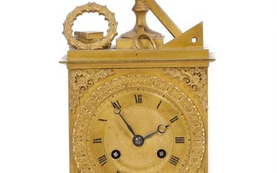 A French Empire mantel clock of gilt bronze, clock case with globe,...