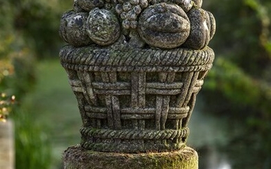 A French carved limestone fruit basket