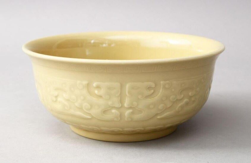 A GOOD CHINESE BISCUIT GROUND PORCELAIN BOWL, the bowl