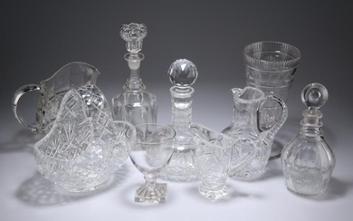 A GROUP OF GLASS, including Georgian decanter with
