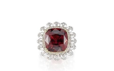 A Garnet and Diamond Ring