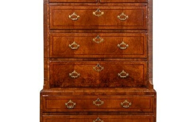 A George III Figured Mahogany Chest-on-Chest Height 76