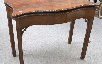 A George III Mahogany Chippendale-Style Foldover Tea Table, Late 18th...