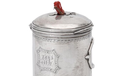 A George III silver cylindrical bougie box