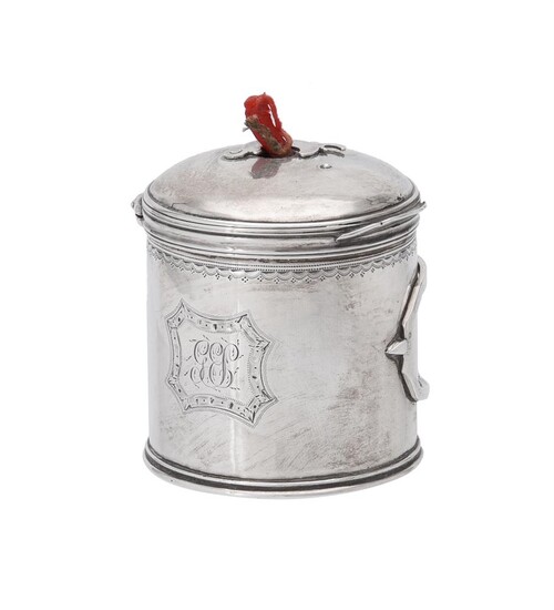 A George III silver cylindrical bougie box