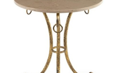 A Gilt Iron Marble-Top Side Table Height 30 1/2 x