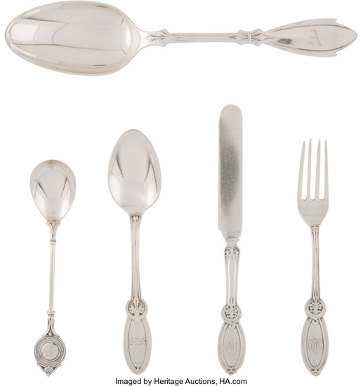 A Group of Seventeen Pieces of Silver Flatware (late 18th-early )