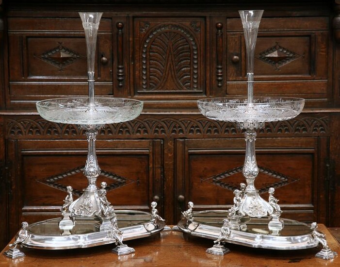 A HANDSOME PAIR OF 19TH CENTURY SILVER-PLATED