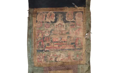 A Kathmandu Valley thangka Nepal, 19th century Distemper on cloth, mounted on...