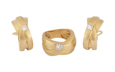 A 'Kit and Kaboodle' diamond-set ring and earclips, by Boodles