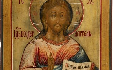A LARGE ICON SHOWING CHRIST PANTOKRATOR Russian, 19th centu