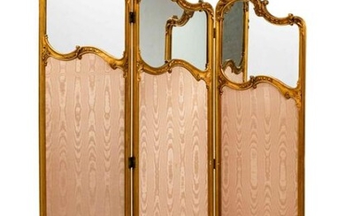 A Louis XV Style Giltwood And Mirrored Glass Three-Fold