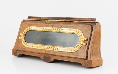 A Louis XVI-style gilt-bronze and parquetry medal display cabinet, early 20th century.