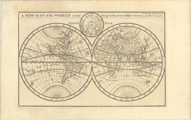 "A New Map of the World According to the New Observations", Moll, Herman