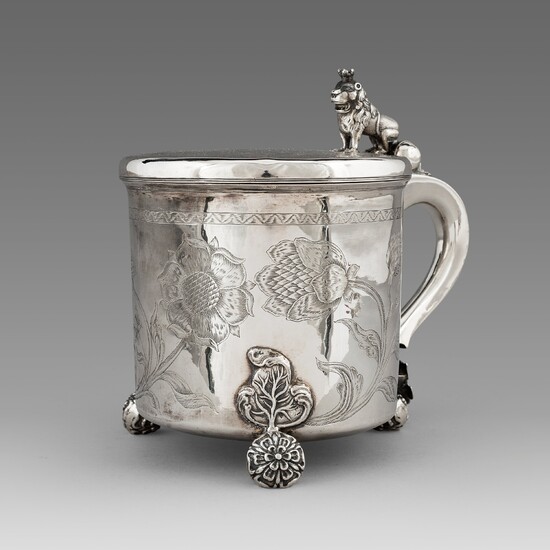 A Norwegian 17th century parcel-gilt silver tankard, mark of Hans Jorgensen Bull (Trondhjem 1660-1684).