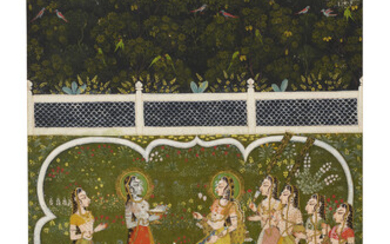 A PAINTING OF KRISHNA DISGUISED AS RADHA'S ATTENDANT INDIA, RAJASTHAN, KISHANGARH, 19TH CENTURY