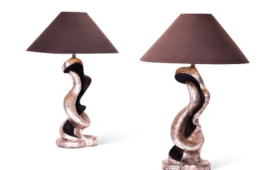 A PAIR OF BIOMORPHIC PLASTER LAMPS, MID 20TH CENTURY